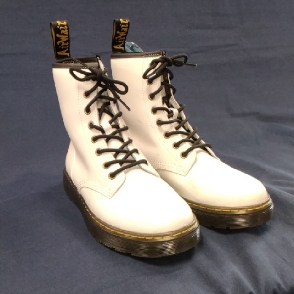 Dr. Martens Zavala White and Black Lace-Up Boots Men's 9